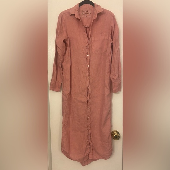 Frank & Eileen Rory Maxi Shirtdress Linen Mauve Size XXS - Picture 4 of 10